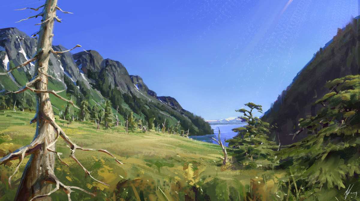 山川湖畔自然风光