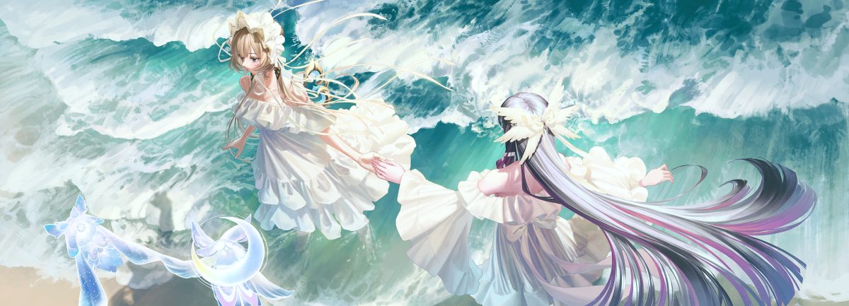 海风中的两位少女
