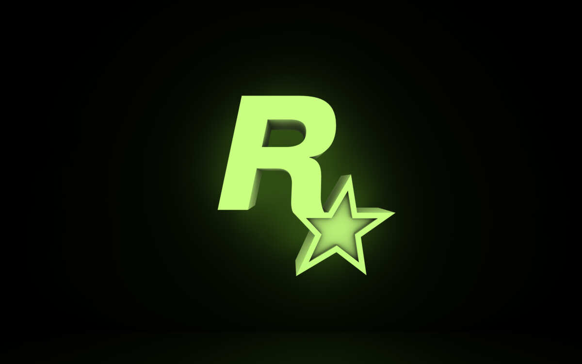 绿色发光字母R与星星壁纸