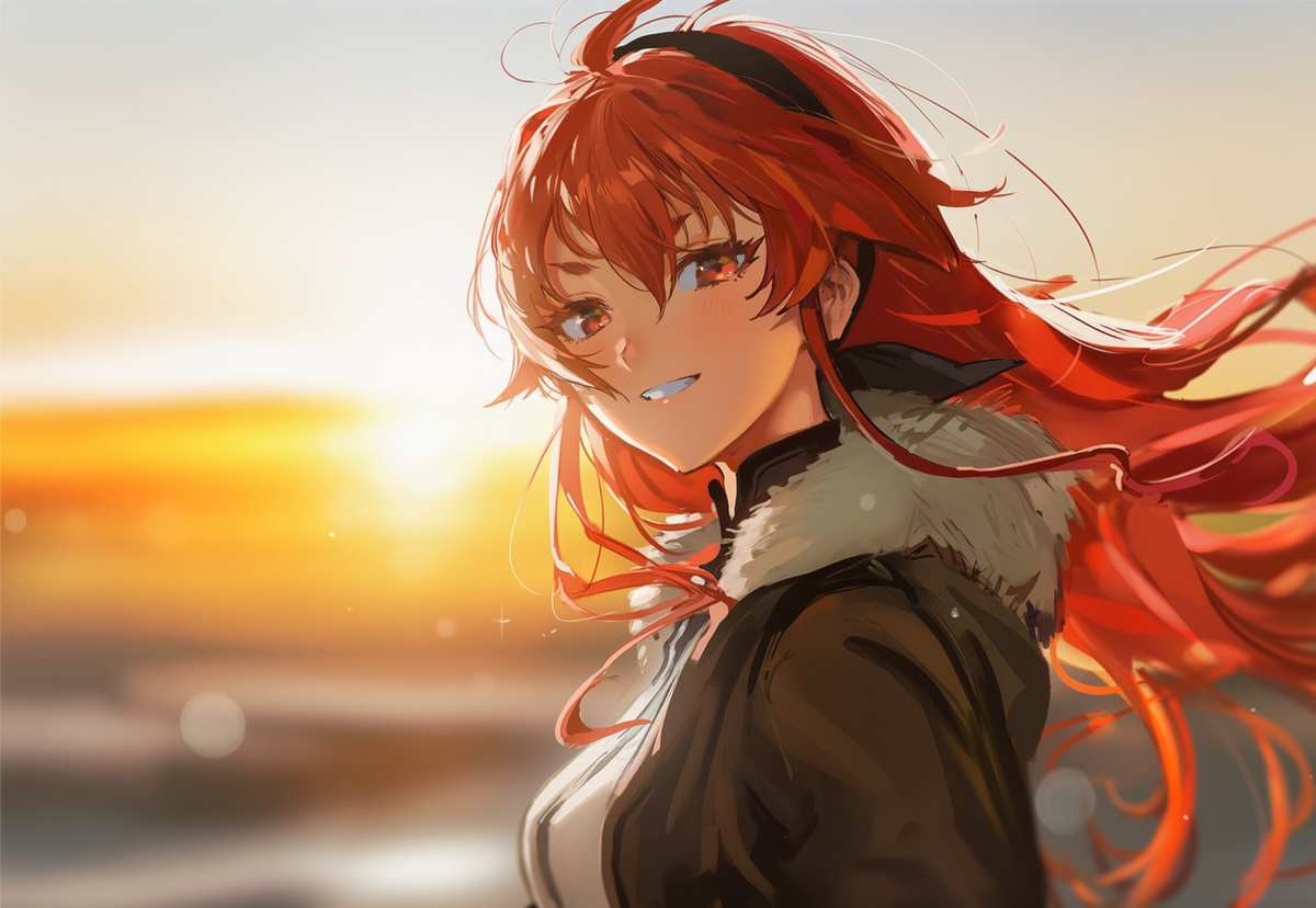 日落红发女孩
