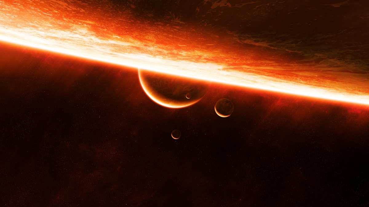 红色星球与卫星