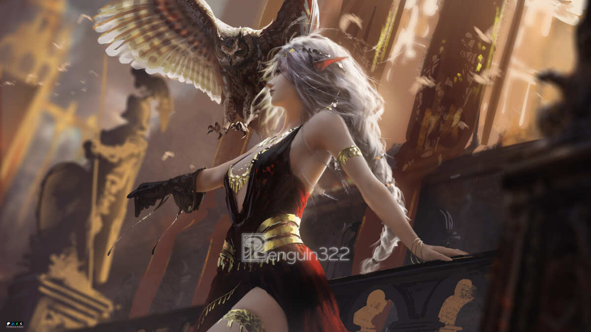 白发女神与猫头鹰