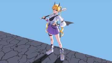 动漫女孩恶魔棒球动态壁纸