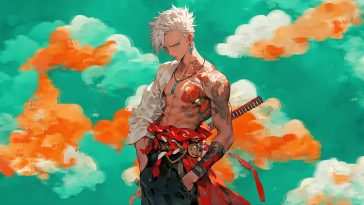 动漫动态壁纸：蓝眼武士纹身