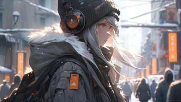 动漫女孩冬日雪景动态壁纸