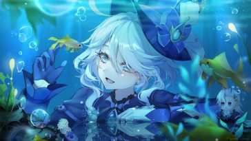 Genshin Impact 动态壁纸：水下鱼群 Furina