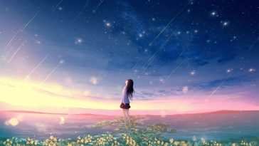 悲伤动漫女孩流星动态壁纸