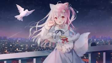 狐狸动漫女孩射击星动态壁纸