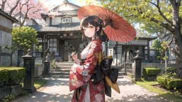 樱花动漫女孩和服动态壁纸