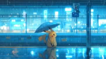雨中日系皮卡丘动态壁纸