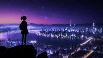 动漫女孩仰望星空动态壁纸