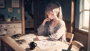 疲倦的动漫女孩动态壁纸