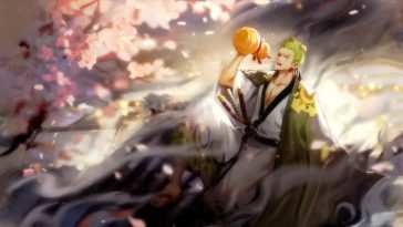 One Piece 动态壁纸：索隆饮酒