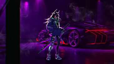霓虹赛博朋克动漫女武士动态壁纸