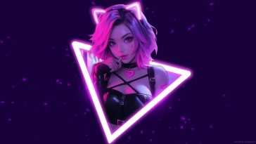 霓虹少女猫动态壁纸