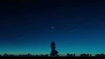 动漫女孩剪影流星动态壁纸