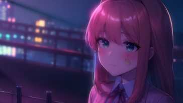 赛博朋克风格动态壁纸：Monika独处时刻