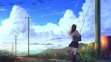 动漫校园女孩仰望天空动态壁纸