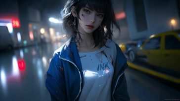 动漫女孩雨天街道动态壁纸