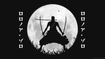 One Piece 动态壁纸：月光下索隆剪影