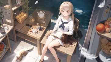 少女书猫动态壁纸
