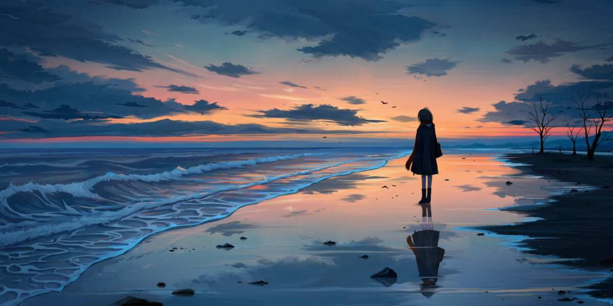 日落海滩
