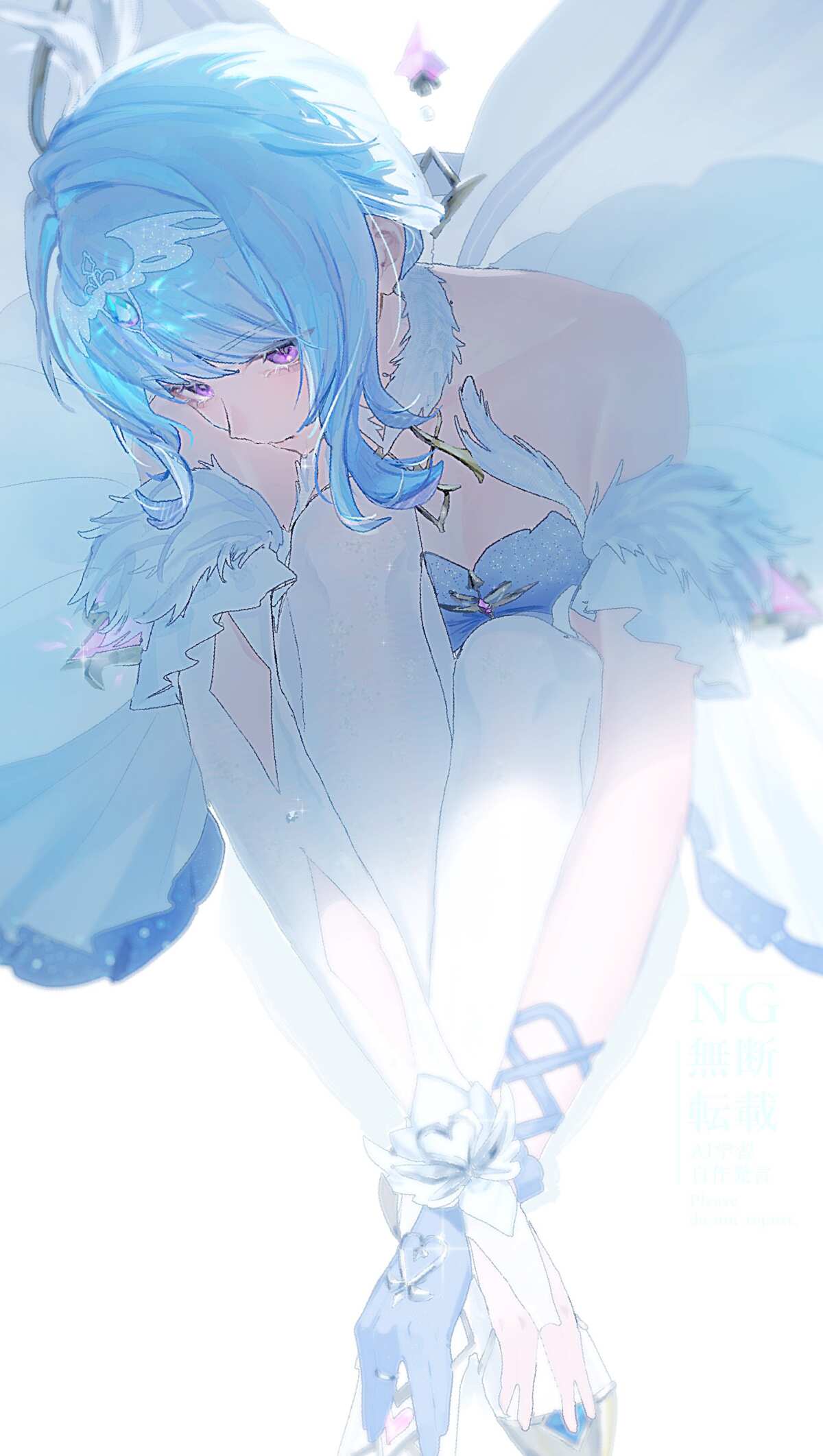蓝色长发动漫女孩