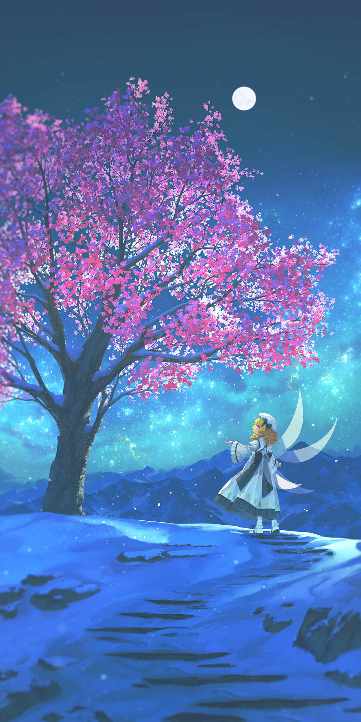 星空下的樱花少女