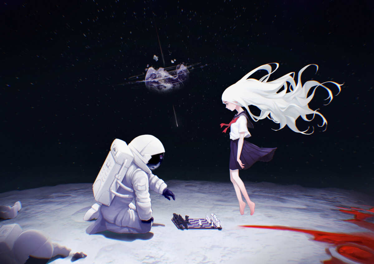 宇航员与白发少女
