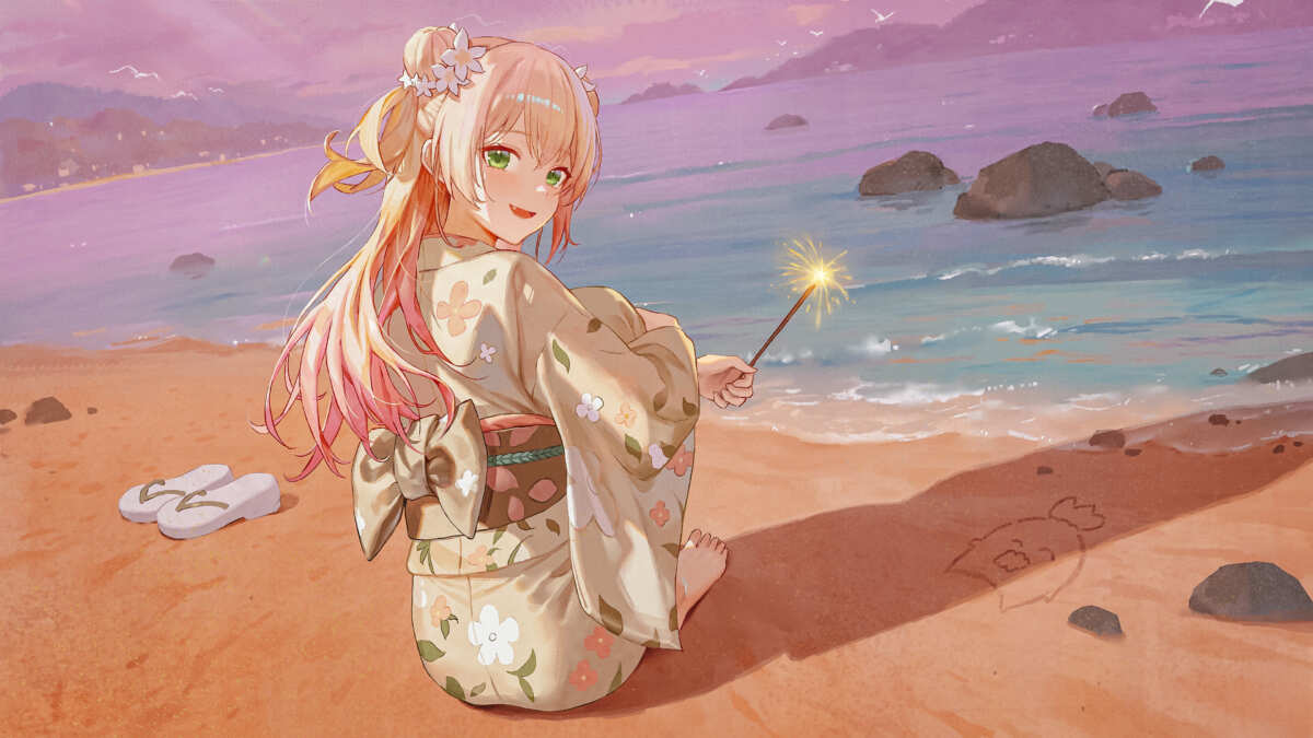 夏日海滩动漫女孩