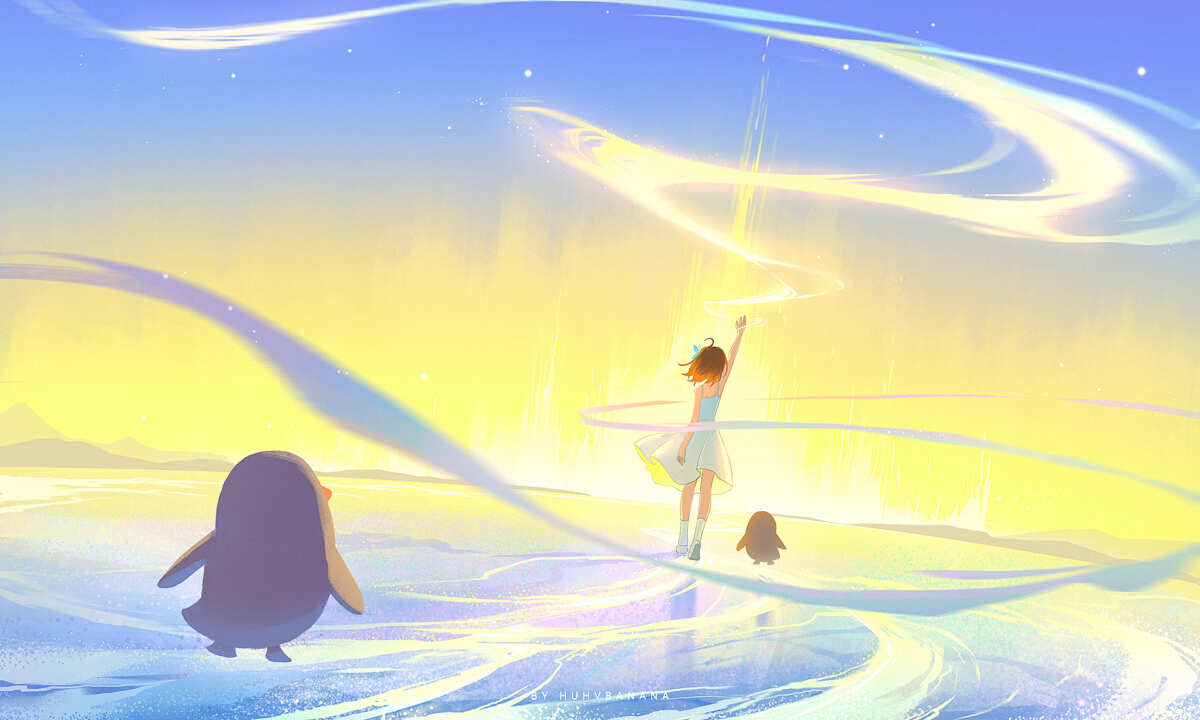 星河下的少女与企鹅