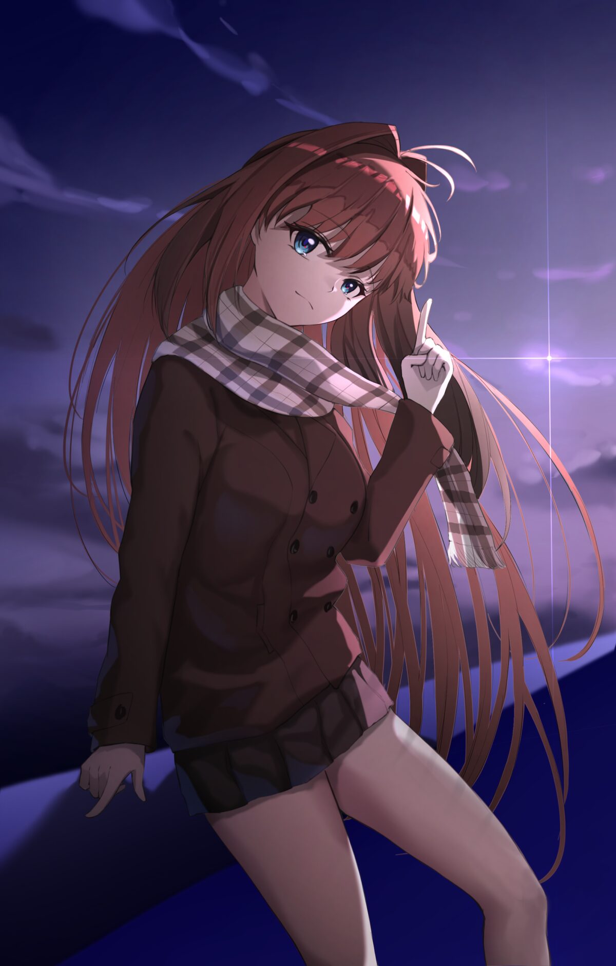 长发少女夜空