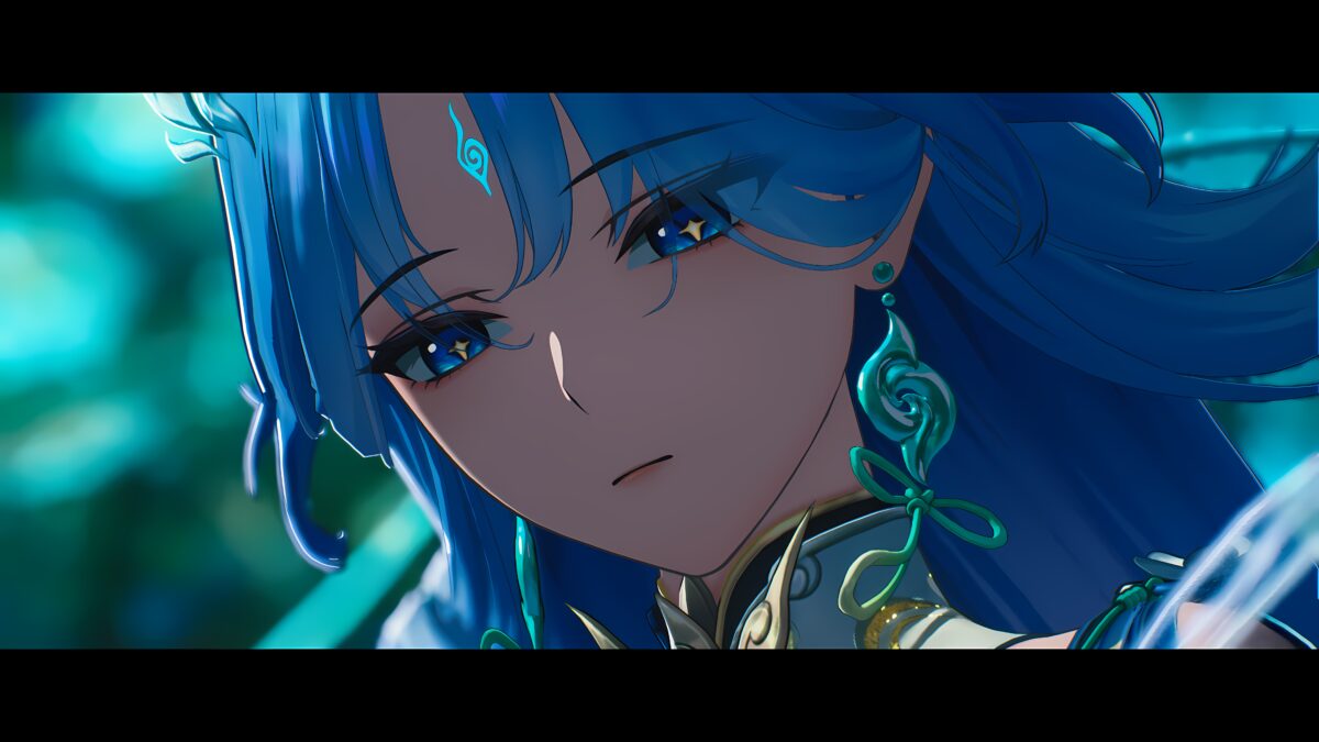 蓝色长发动漫女孩