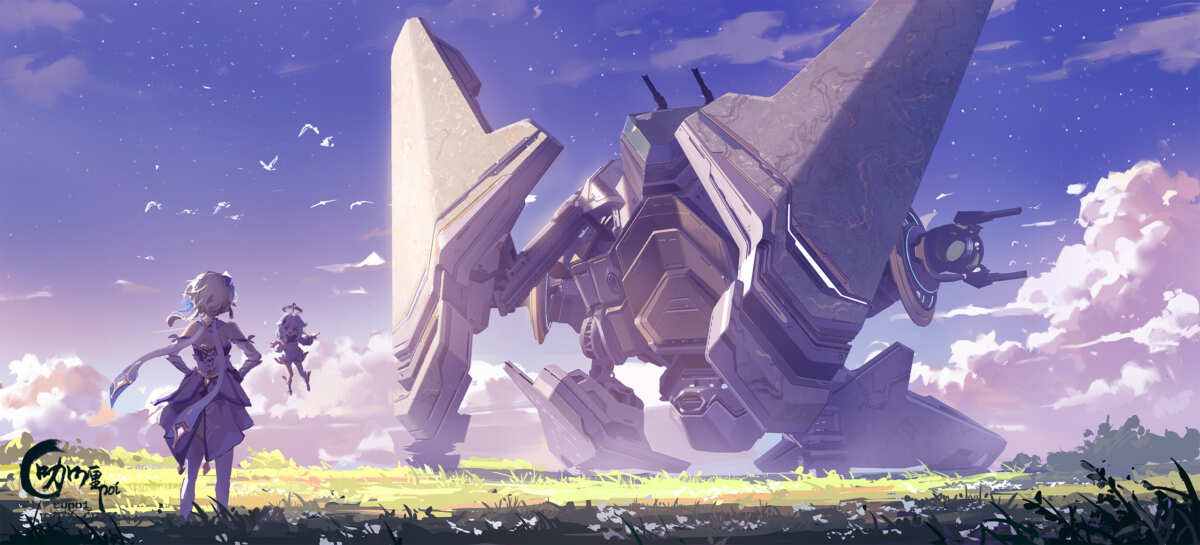 星夜下的机甲少女