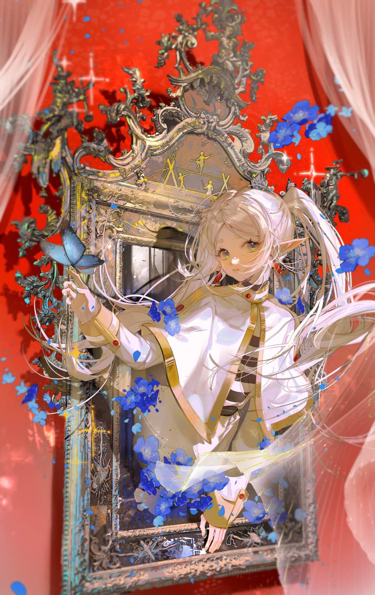 白发少女与蝴蝶