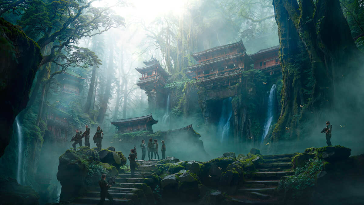 神秘森林古建筑