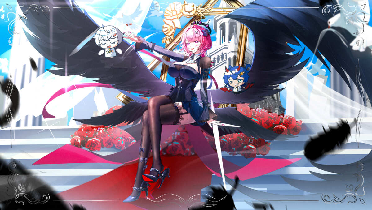 粉色长发天使女孩