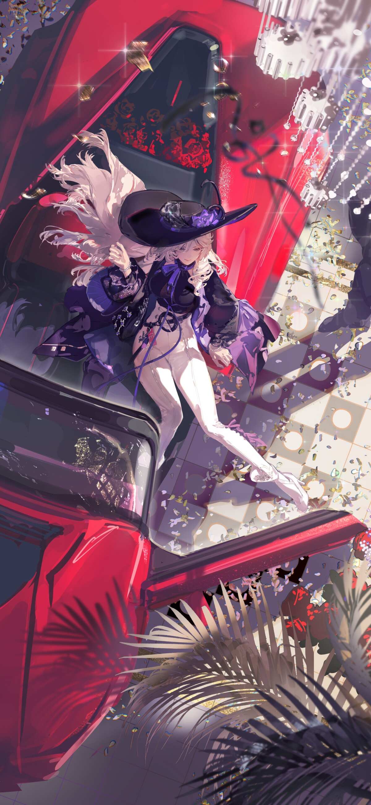 白发少女与跑车