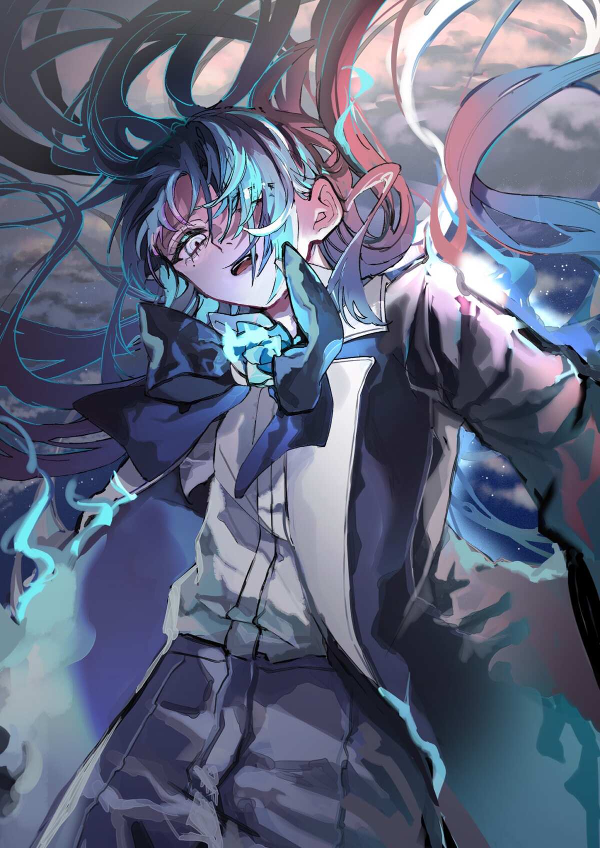 蓝色长发少女
