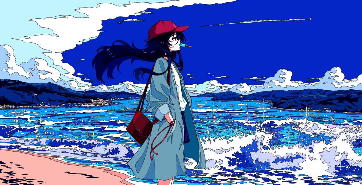 海边长发女孩