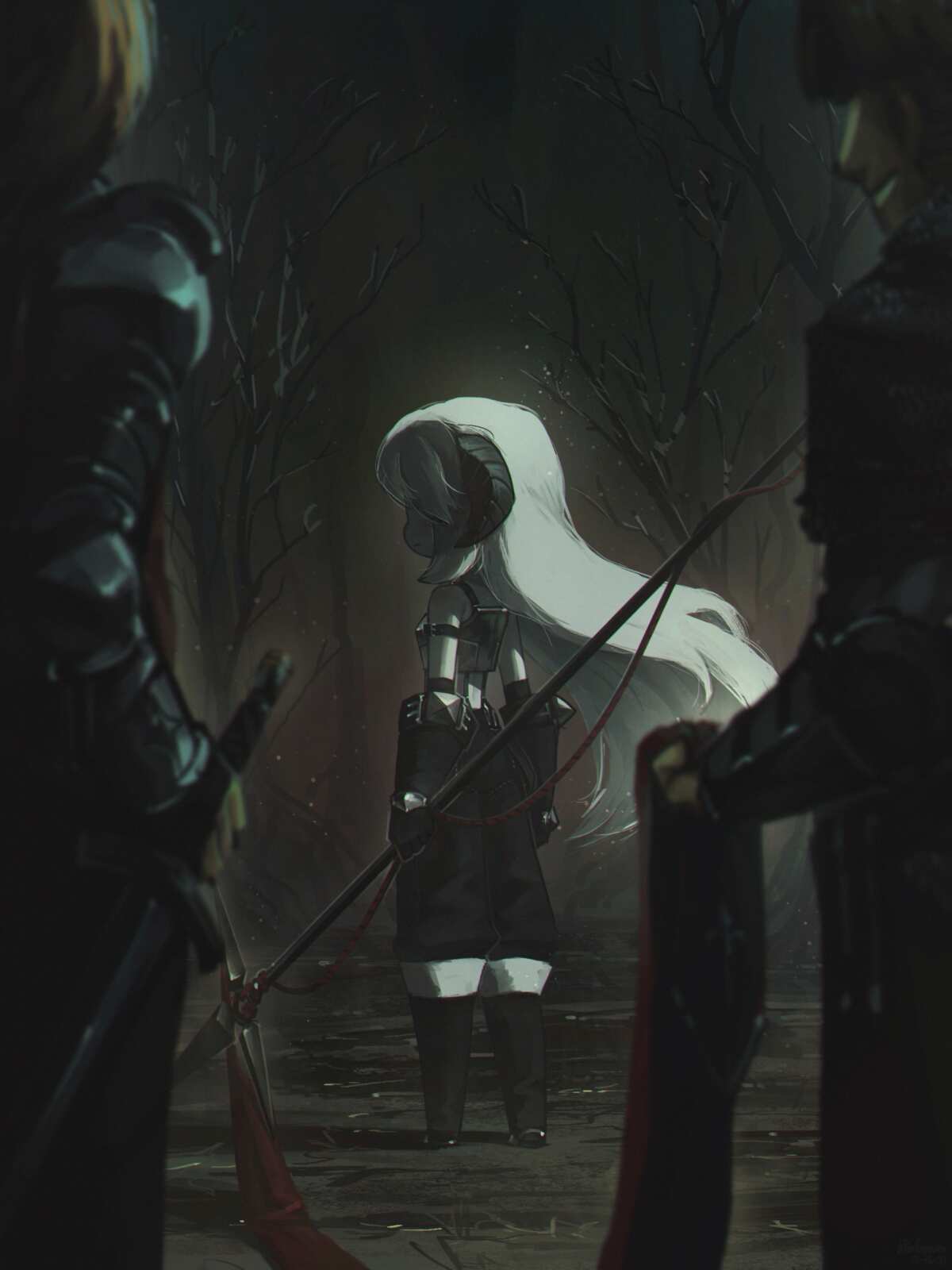 幻想世界中的白色长发少女