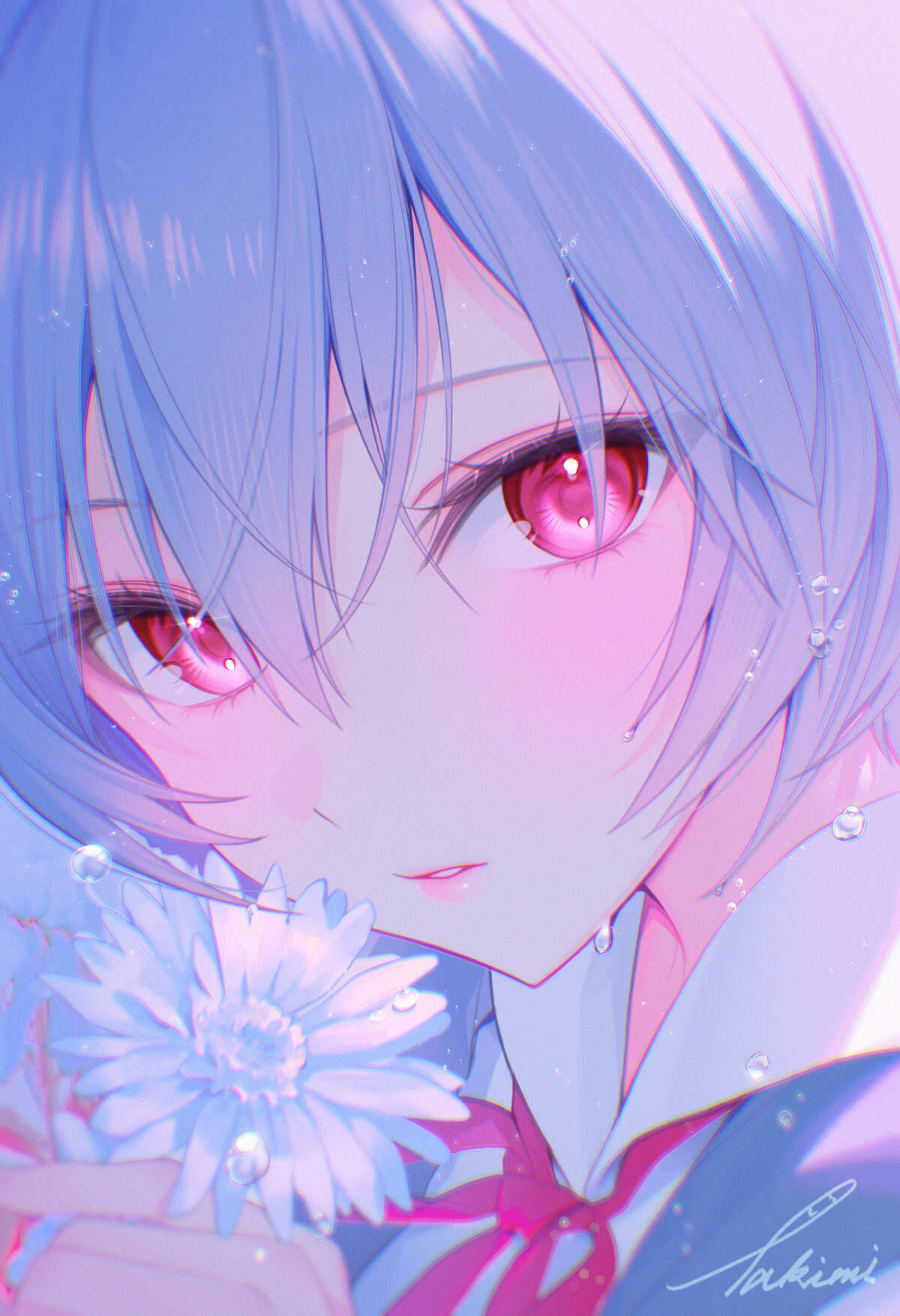蓝发红眼少女
