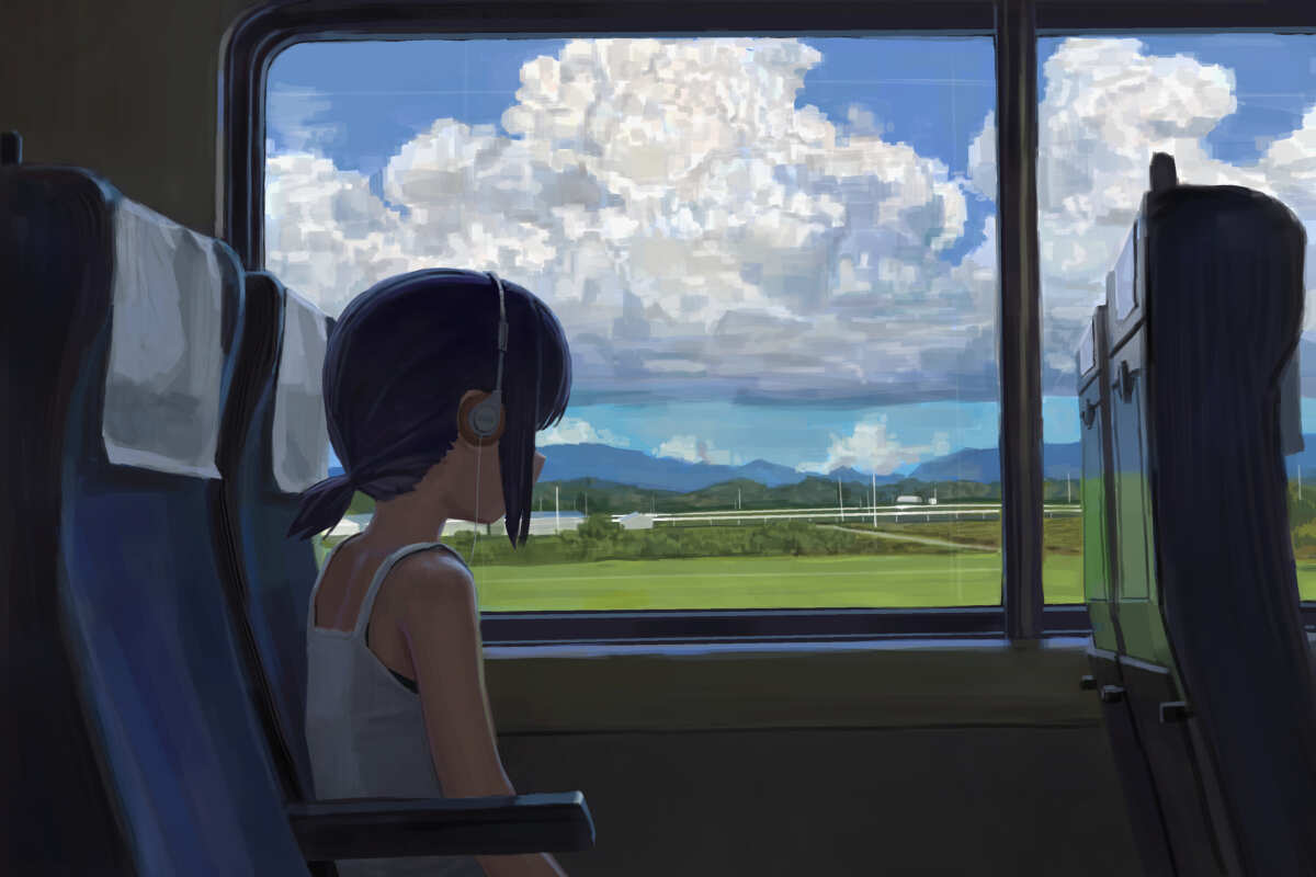 紫发少女火车之旅