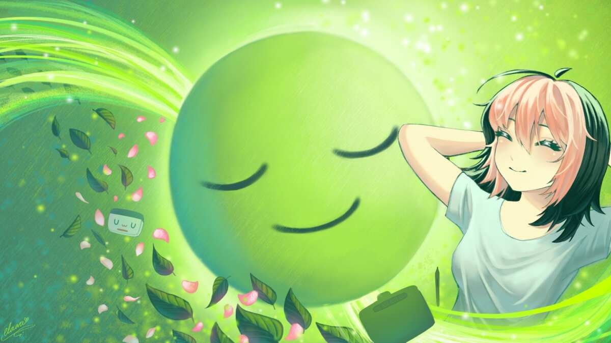 绿色微笑女孩