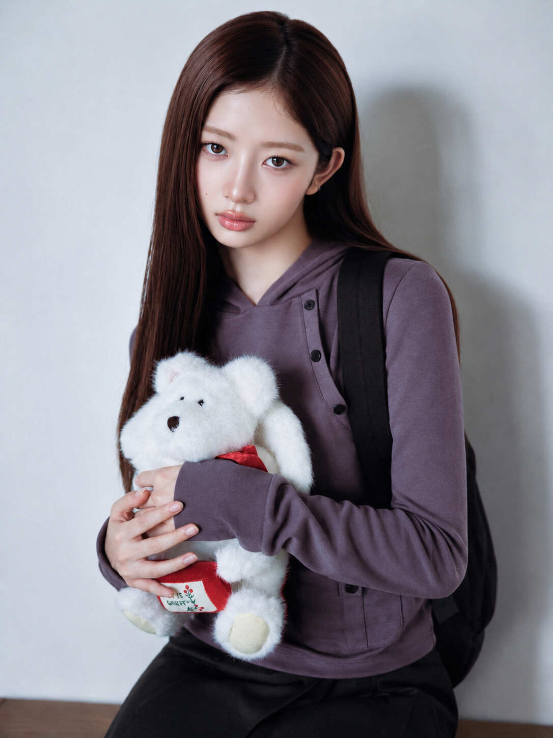 治愈系女生抱玩偶
