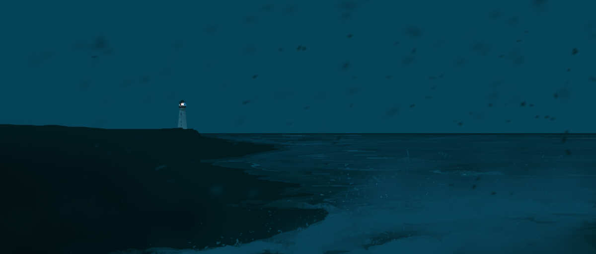 深海灯塔夜色