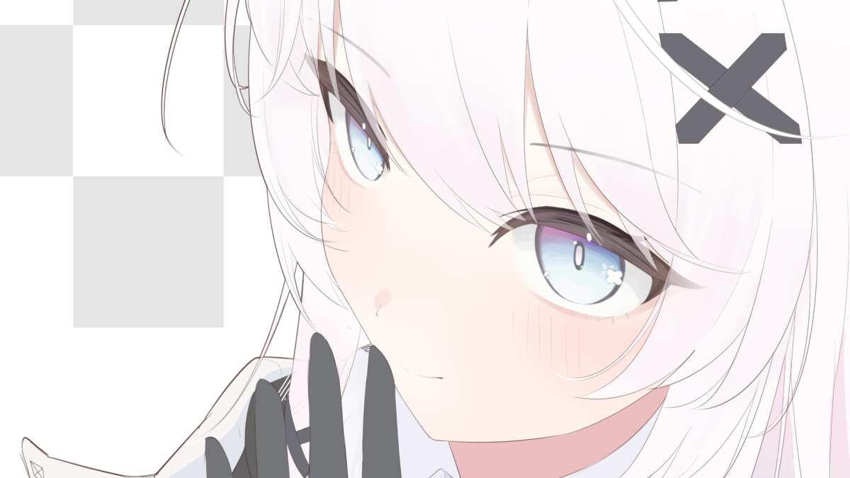 白色长发渐变眼动漫女孩