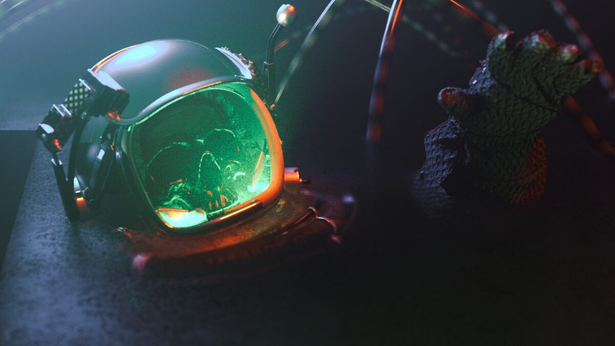 科幻头盔与外星生物