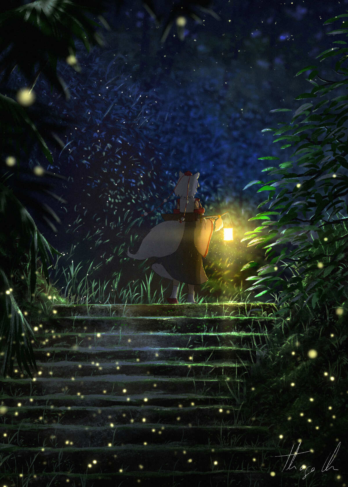 萤火虫下的夜晚