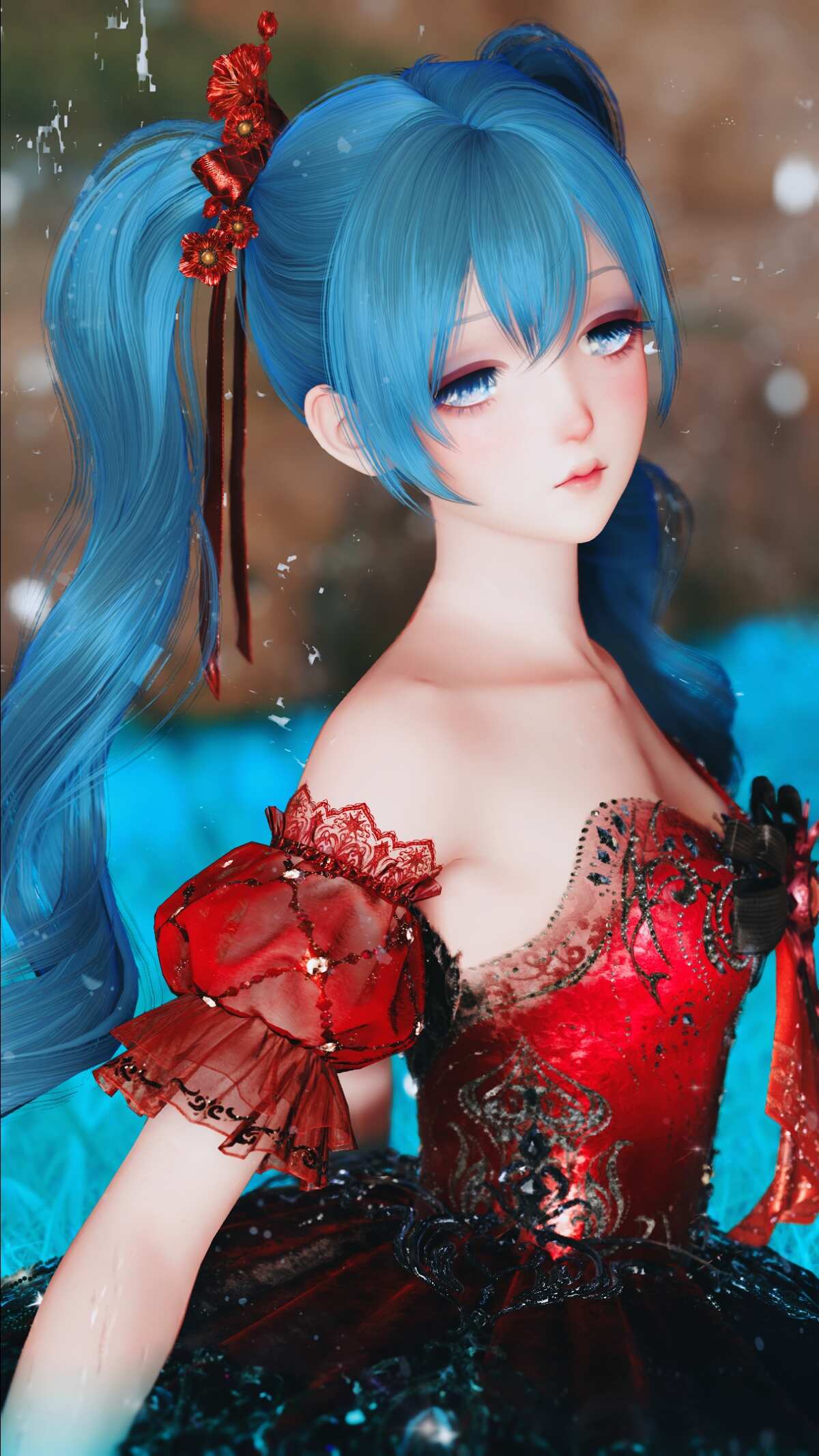蓝色长发女孩